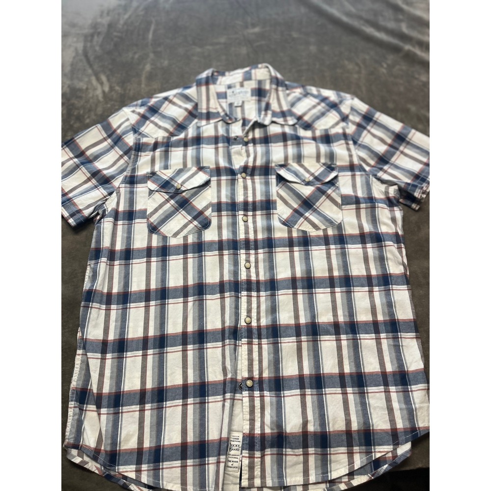 Lucky Brand Saturday Stretch Mens Plaid Short Sleeve Western Shirt